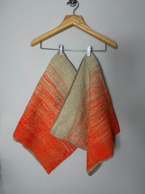 2 Crate & Barrel Pillow Sham Cases Covers Orange Tan Woven Cotton